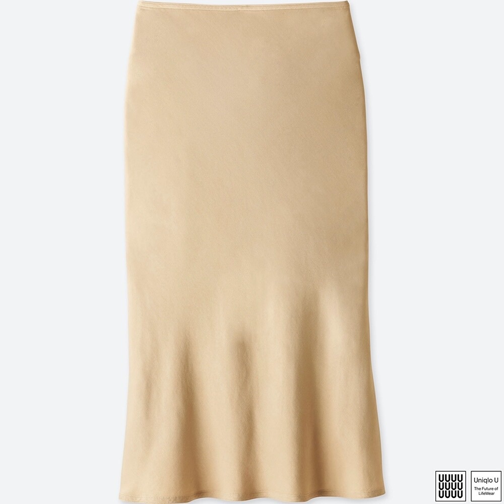 Uniqlo U Beige slip midi Skirt NWOT